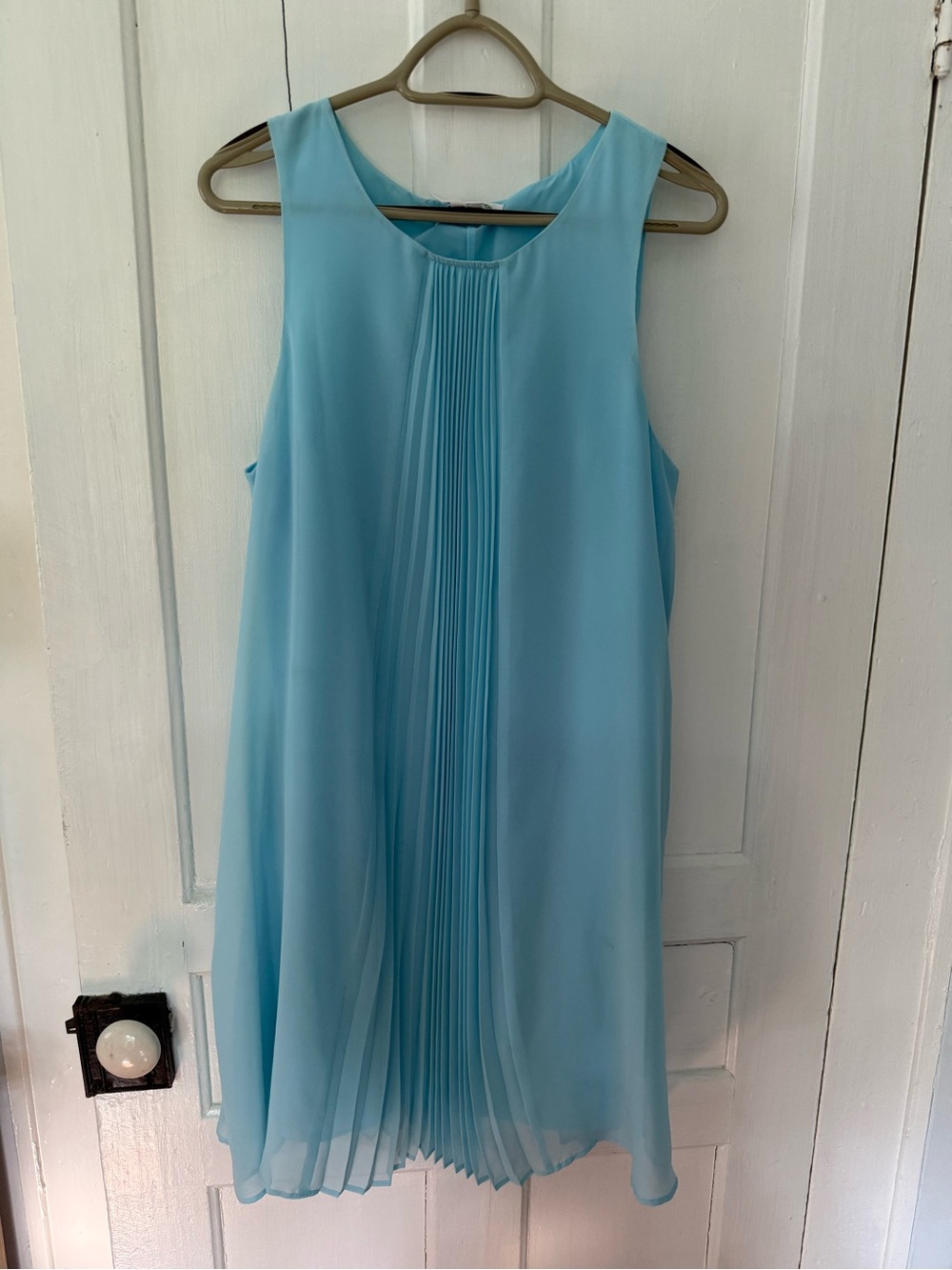 BCBGeneration Sleeveless Sky Blue Pleated Front Midi Dress